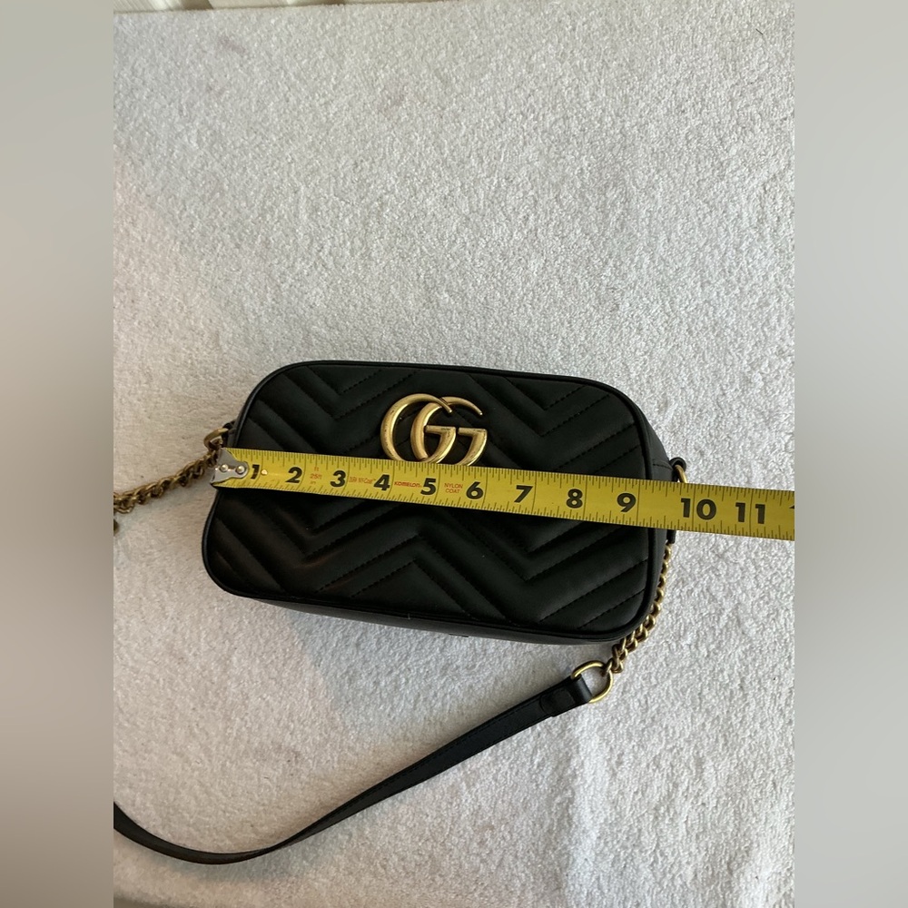 Gucci Black Chevron Crossbody with Gold Accents - Picture 16 of 16